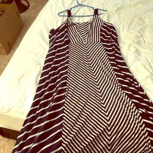 Navy blue and white striped dress